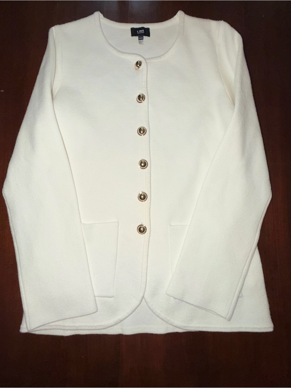 LINE The Label Cream Gold Button Cardigan Sweater XS